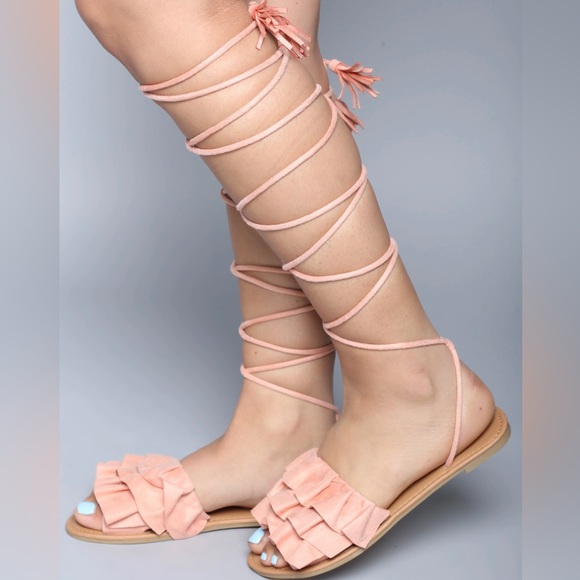 Nude Strap Up Sandals - Picture 2 of 5